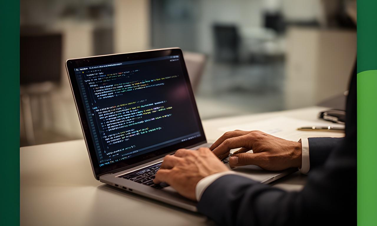 Database consultant reviewing query performance notes on a laptop in a quiet modern office
